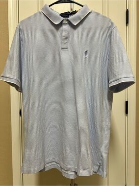 Ralph Lauren Pale Blue & White Thin-Striped Polo Shirt - Men